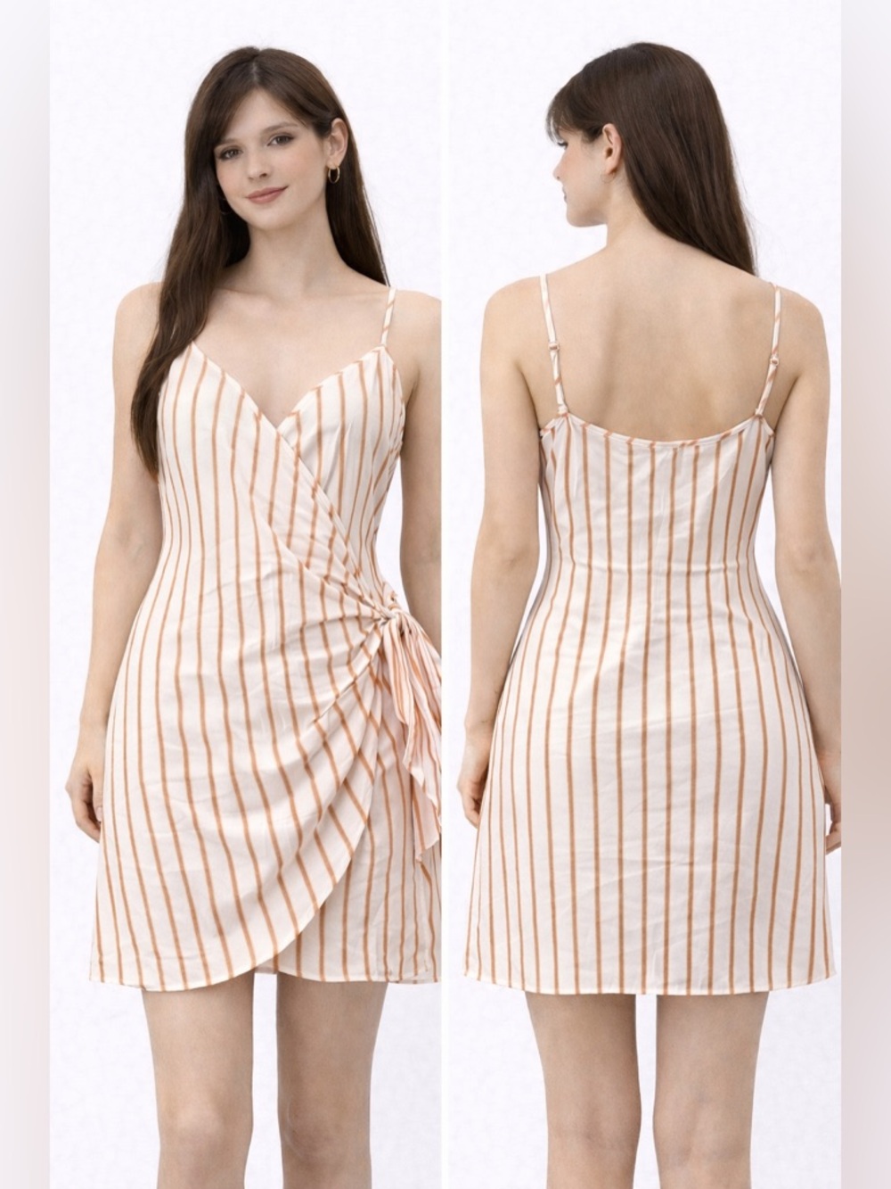 Sage The Label Striped Wrap Dress with Adjustable Straps Size L